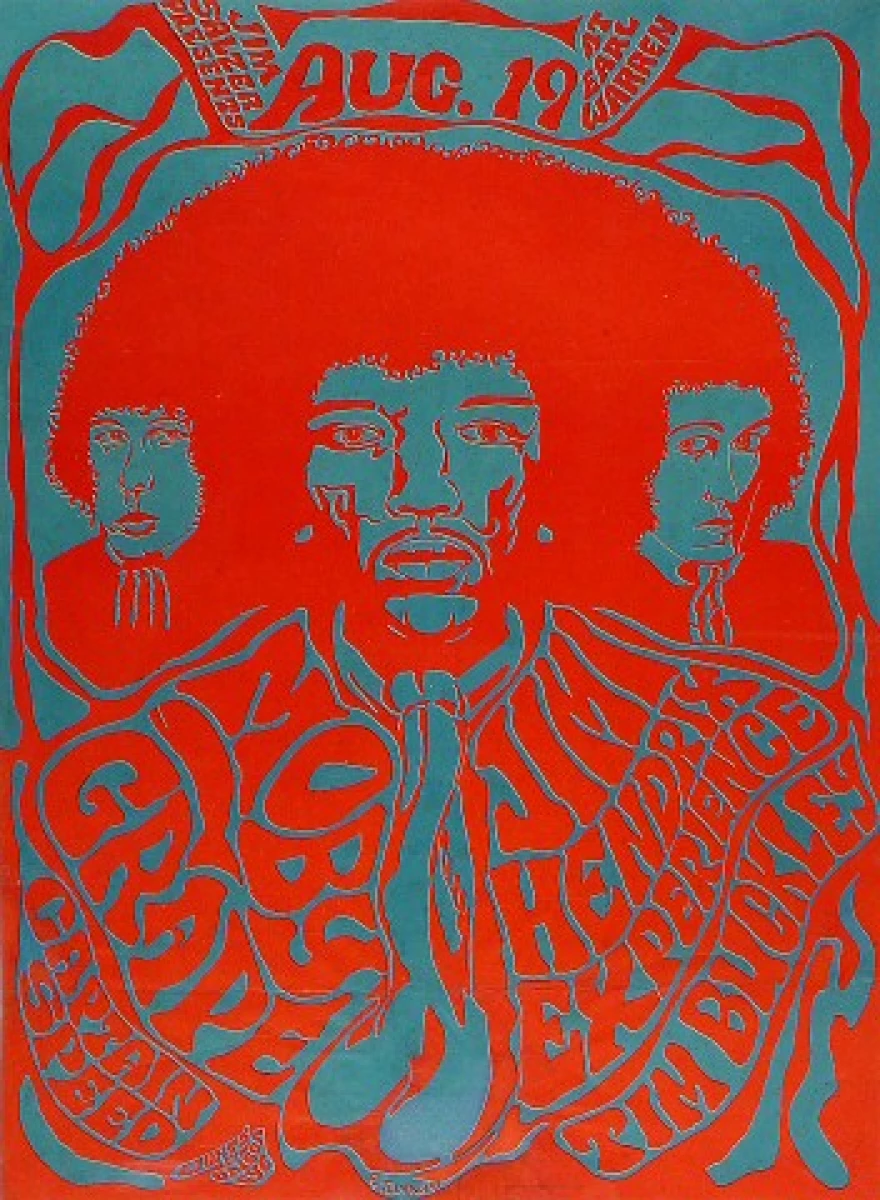 complemento Elegancia dinero Jimi Hendrix Experience Vintage Concert Poster from Earl Warren  Showgrounds, Aug 19, 1967 at Wolfgang's