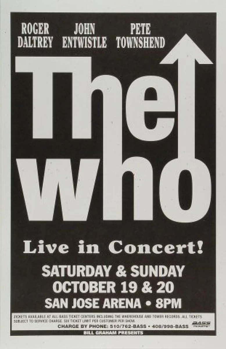 The Who Vintage Concert Poster from San Jose Arena, Oct 19, 1996 at ...