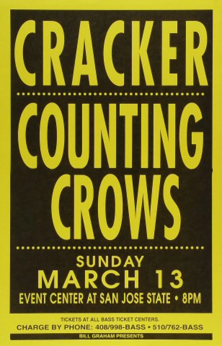 Cracker Vintage Concert Poster From San Jose State Event Center Mar 13 1994 At Wolfgangs 