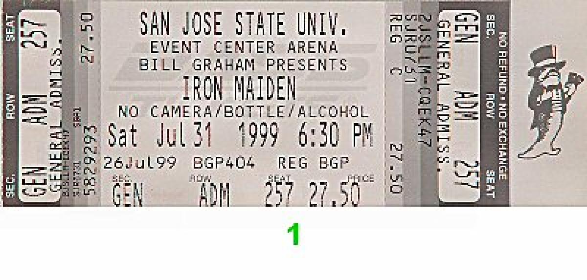 Iron Maiden Vintage Concert Vintage Ticket from San Jose