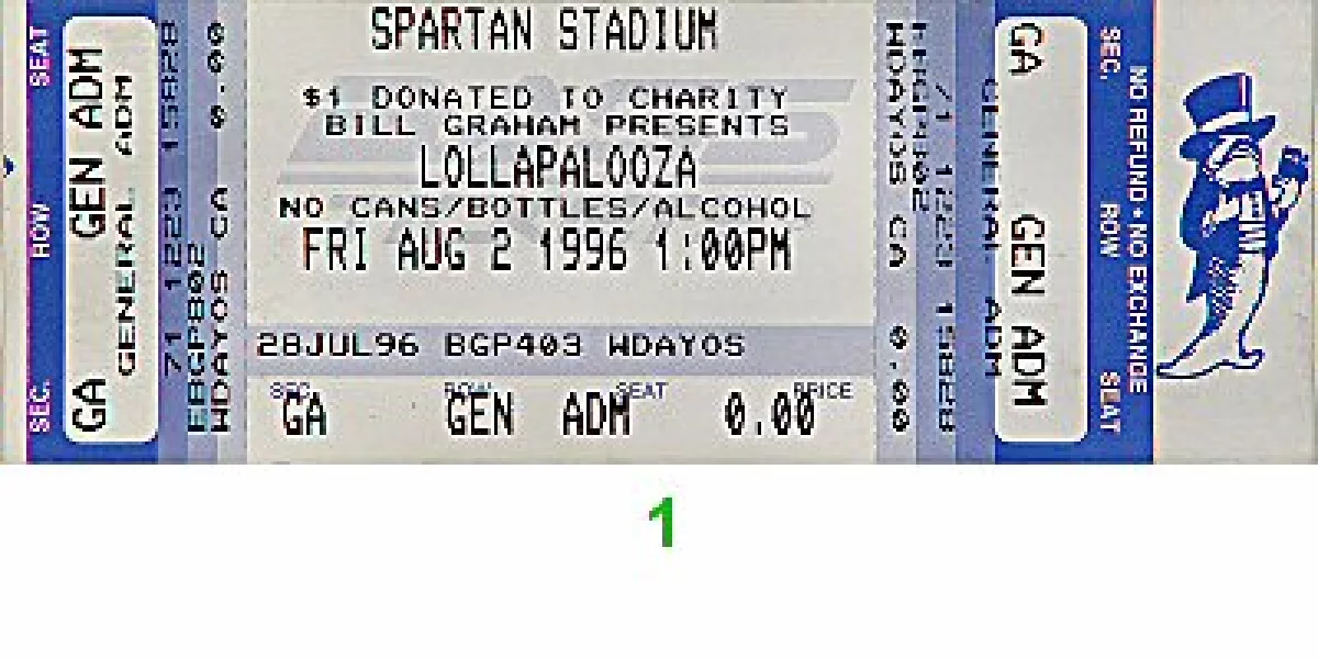 Lollapalooza Festival Vintage Concert Vintage Ticket from Spartan