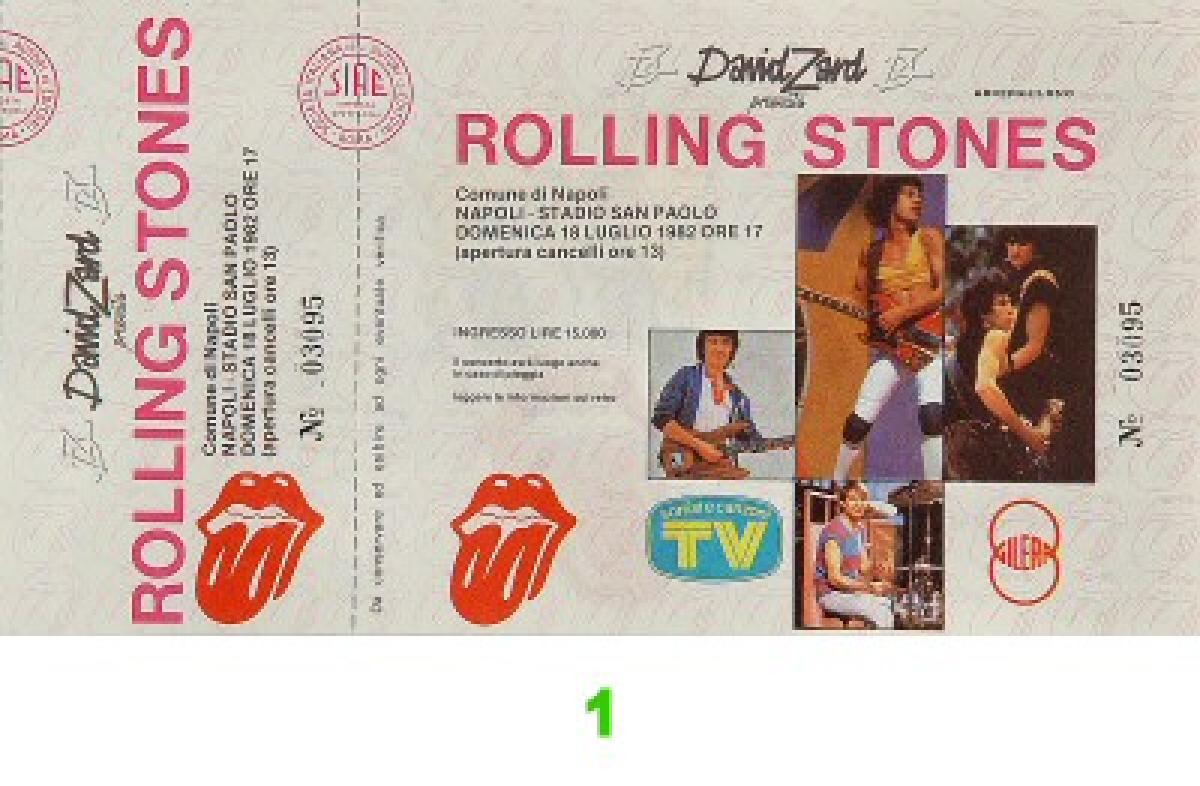 The Rolling Stones Vintage Concert Vintage Ticket from Stadio San