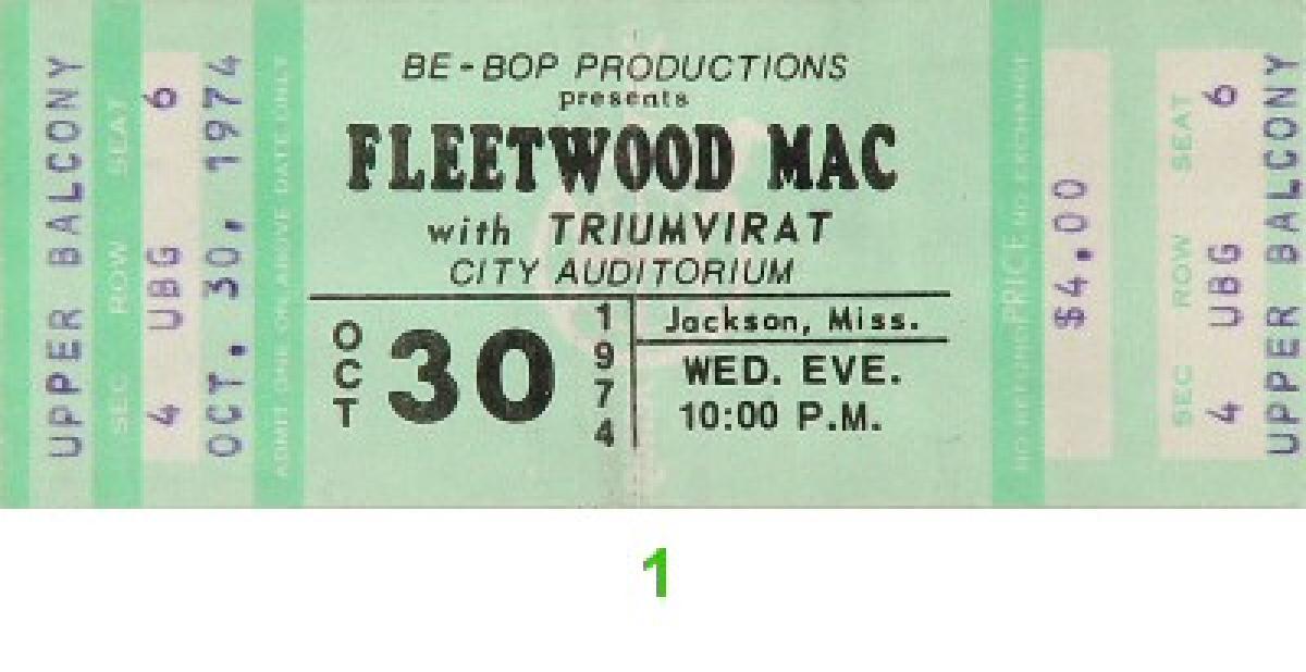 Fleetwood Mac Vintage Concert Vintage Ticket from Triumvirat City