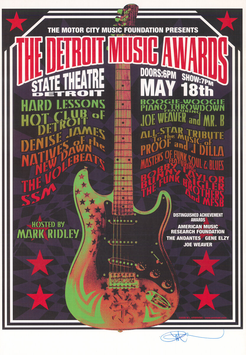 The Detroit Music Awards Vintage Concert Poster from State Theatre