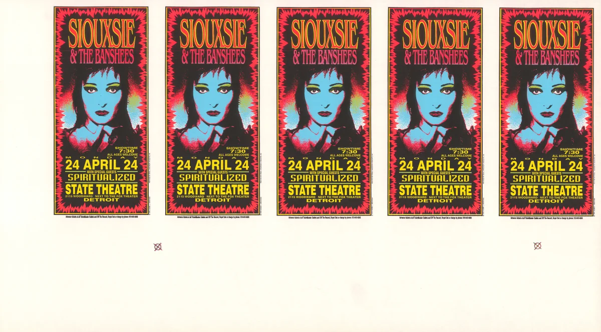 Mark Arminski Siouxsie and The Banshees Original 1995 Detroit Silkscreen factory Poster