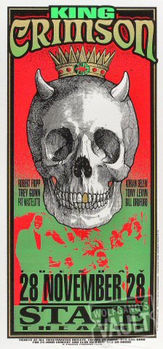 King Crimson Vintage Concert Silkscreen from State Theatre, Nov 28