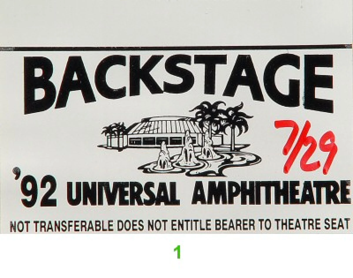 Jerry Garcia Band Backstage Pass From Universal Amphitheatre Jul 29 1992 At Wolfgang S