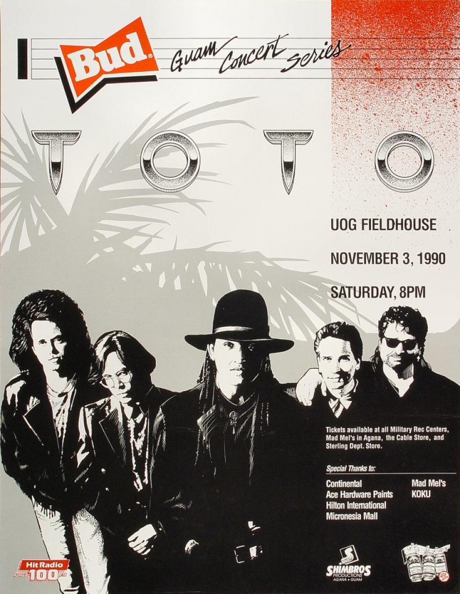 Toto Vintage Concert Poster from University of Guam, Nov 3, 1990 at