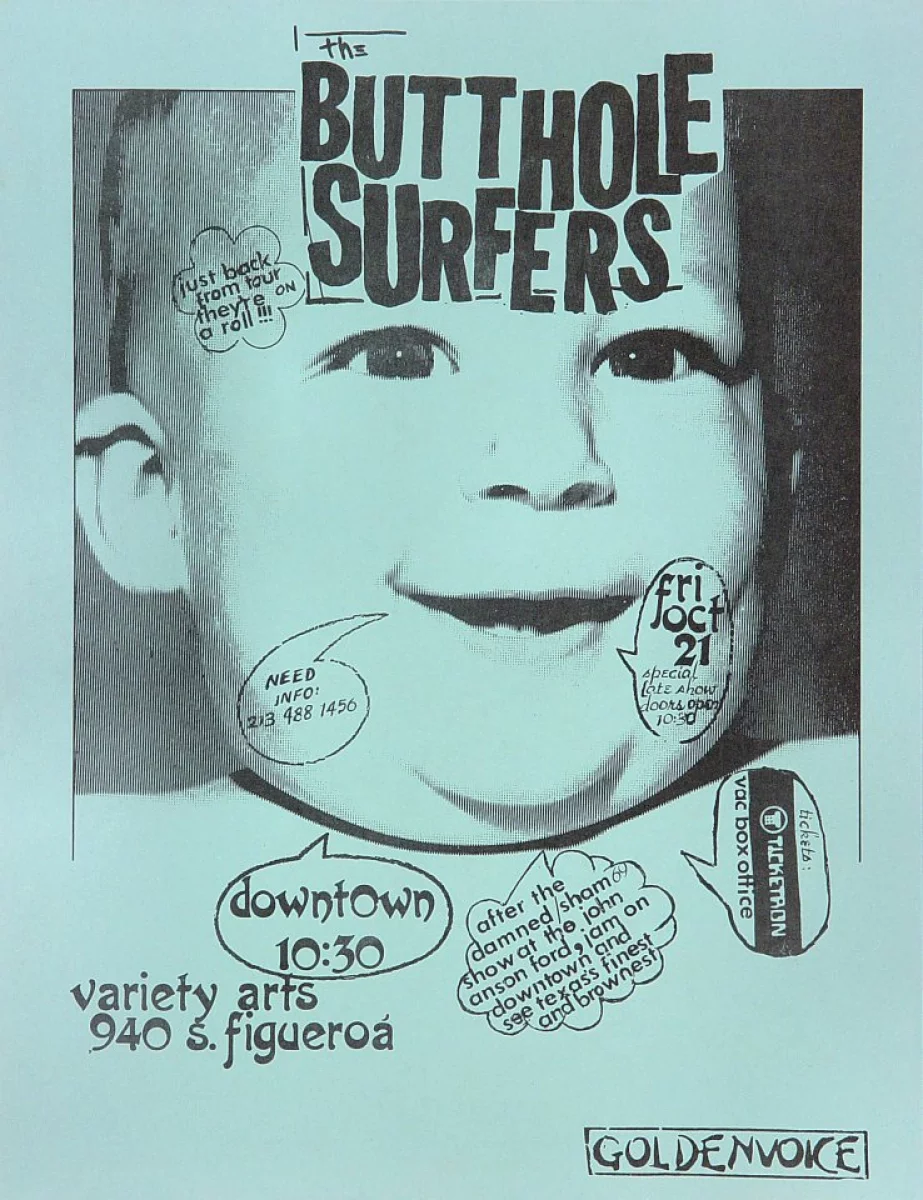 Butthole Surfers Vintage Concert Handbill from Variety Arts Theatre, Oct  21, 1983 at Wolfgang's