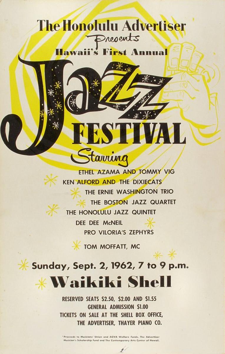 Hawaii's First Annual Jazz Festival Vintage Concert Poster from Waikiki