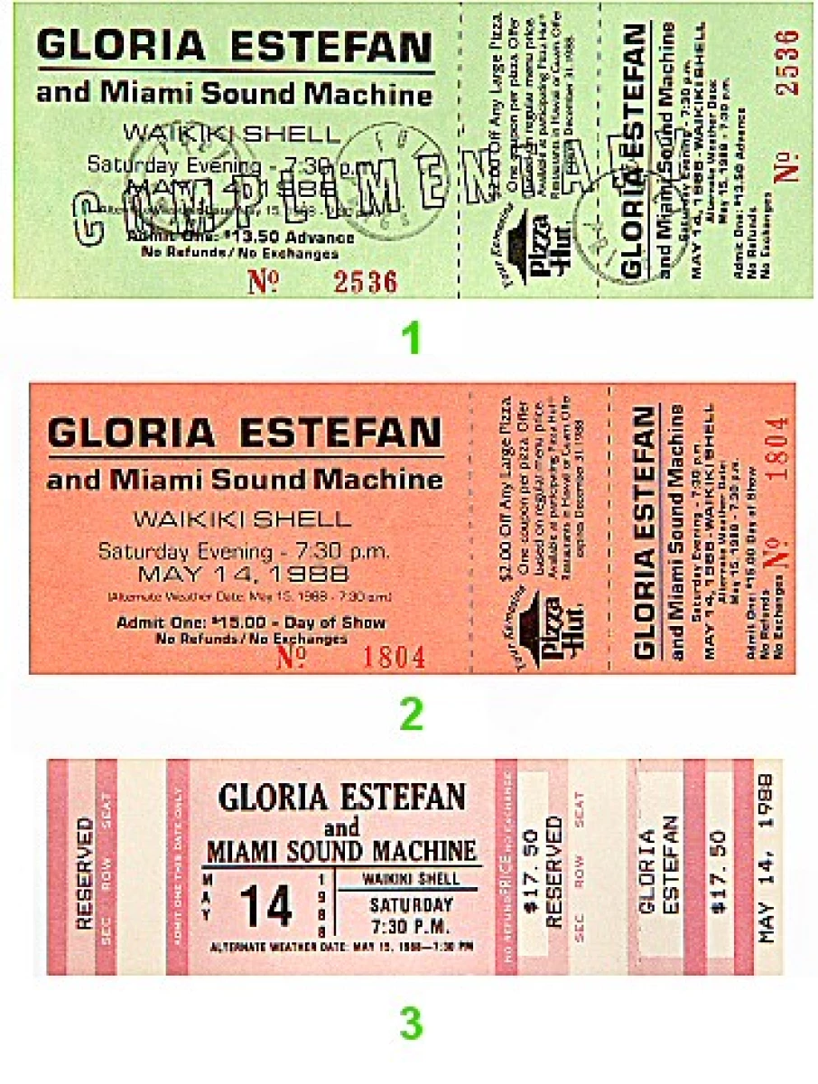 Gloria Estefan Vintage Concert Vintage Ticket From Waikiki Shell, May ...