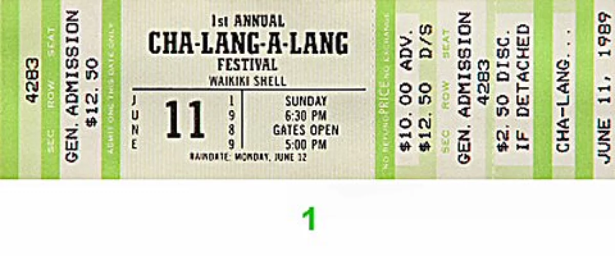 Cha Lang A Lang Festival Vintage Concert Vintage Ticket from