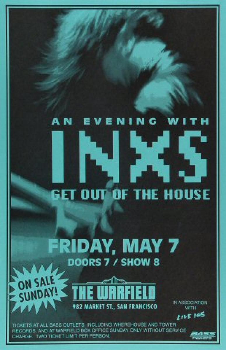 洋楽 INXS California 1993 INXS Vintage Concert Poster from Warfield Theatre, May 7
