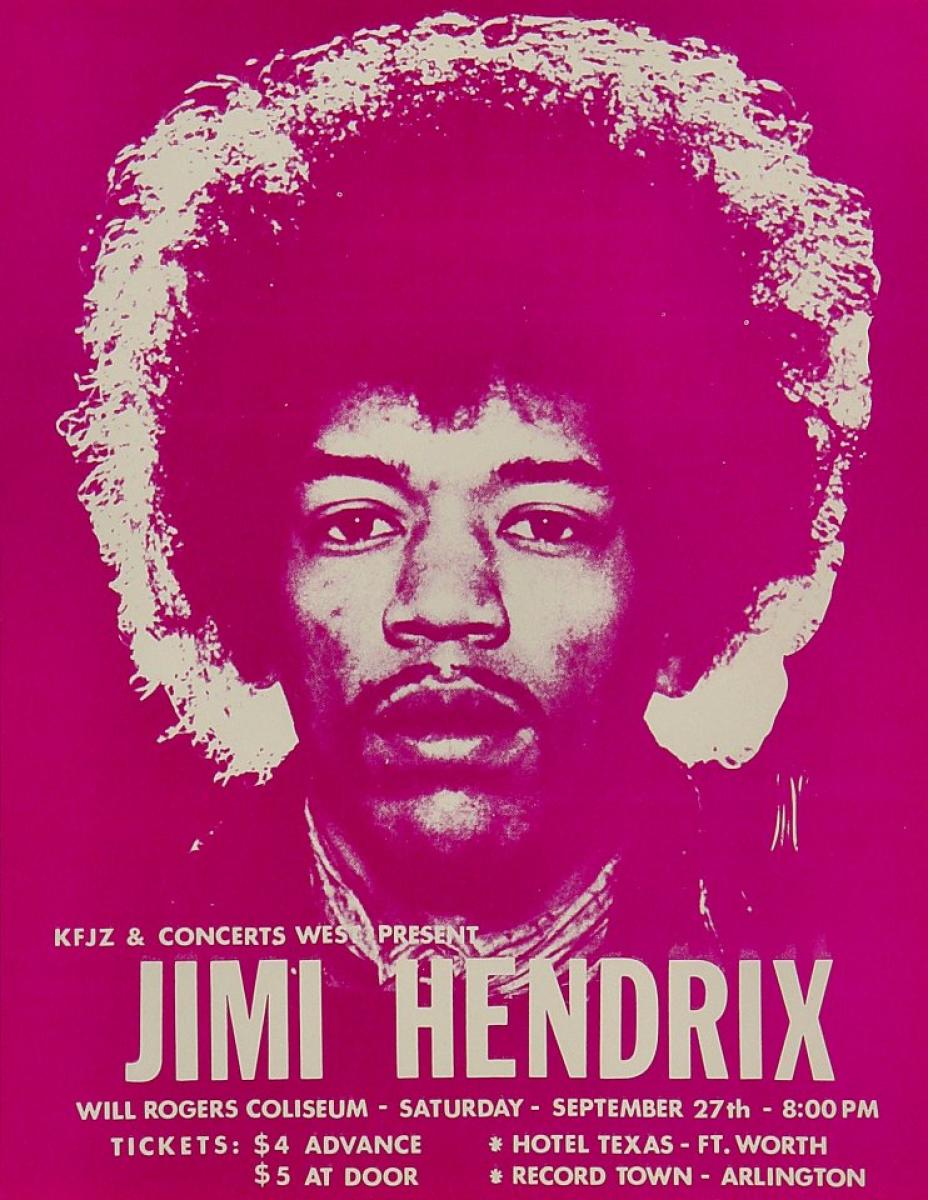 Jimi Hendrix Vintage Concert Handbill from Will Rogers Coliseum