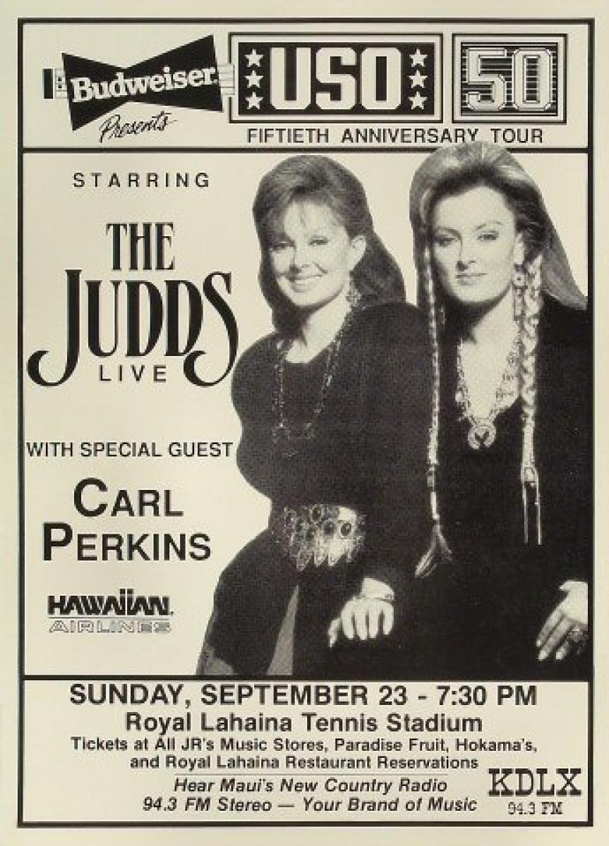 The Judds Vintage Concert Poster from Royal Lahaina Tennis Stadium, Sep