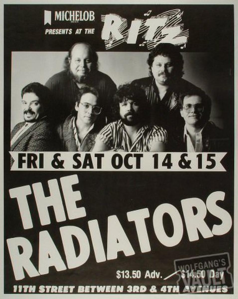 The Radiators Vintage Concert Poster from Ritz, Oct 14, 1983 at Wolfgang's