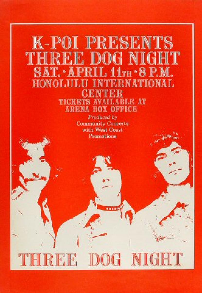 Three Dog Night Vintage Concert Poster from Honolulu International