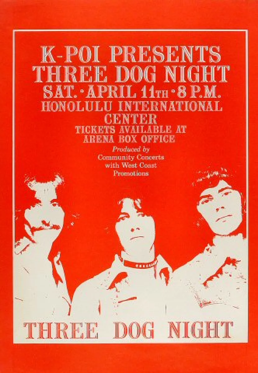 Three Dog Night Vintage Concert Poster from Honolulu International ...