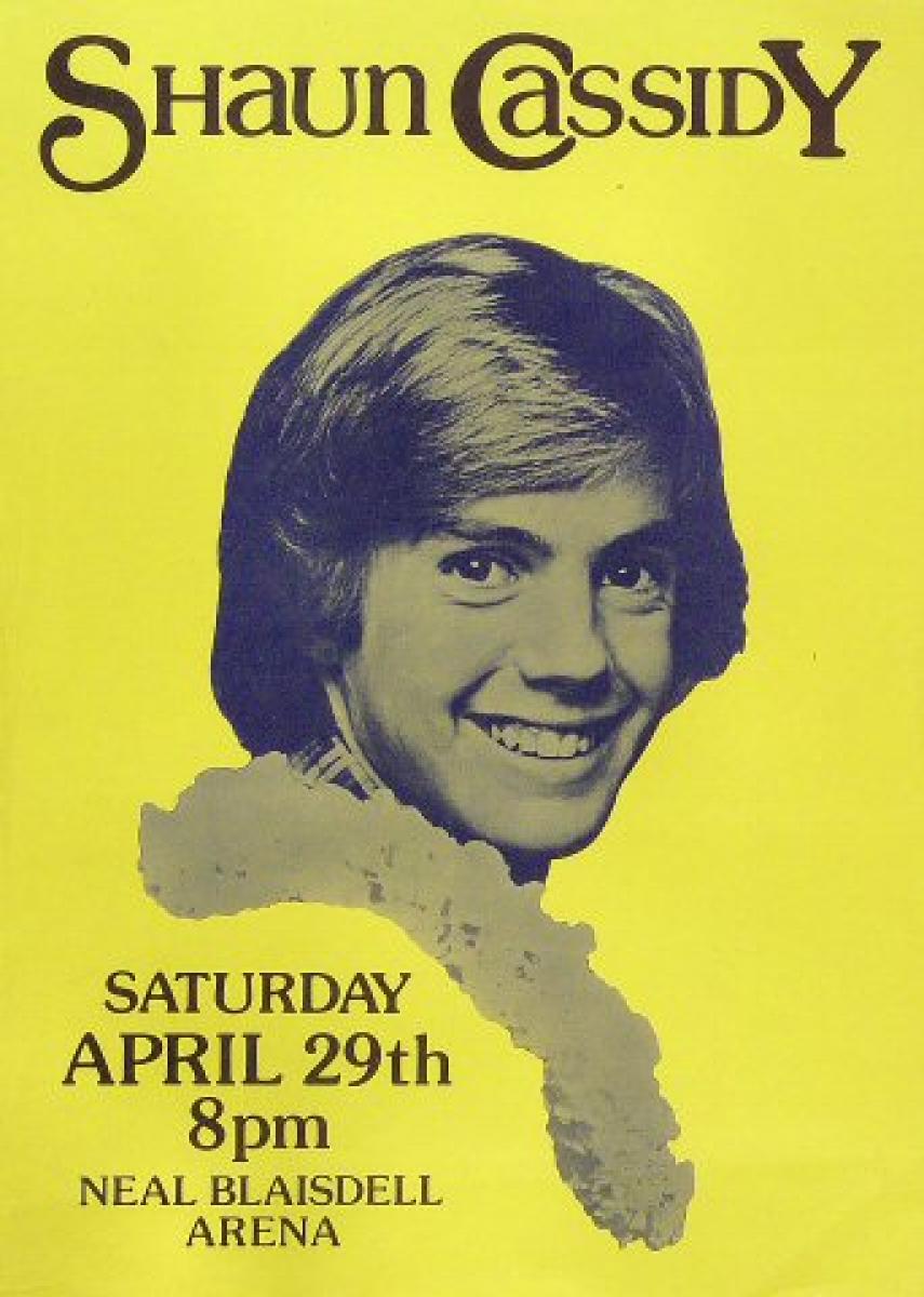 Shaun Cassidy Vintage Concert Poster from Blaisdell Arena, Apr 29, 1978