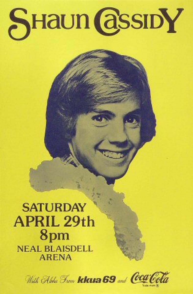 Shaun Cassidy Vintage Concert Poster from Blaisdell Arena, Apr 29, 1978