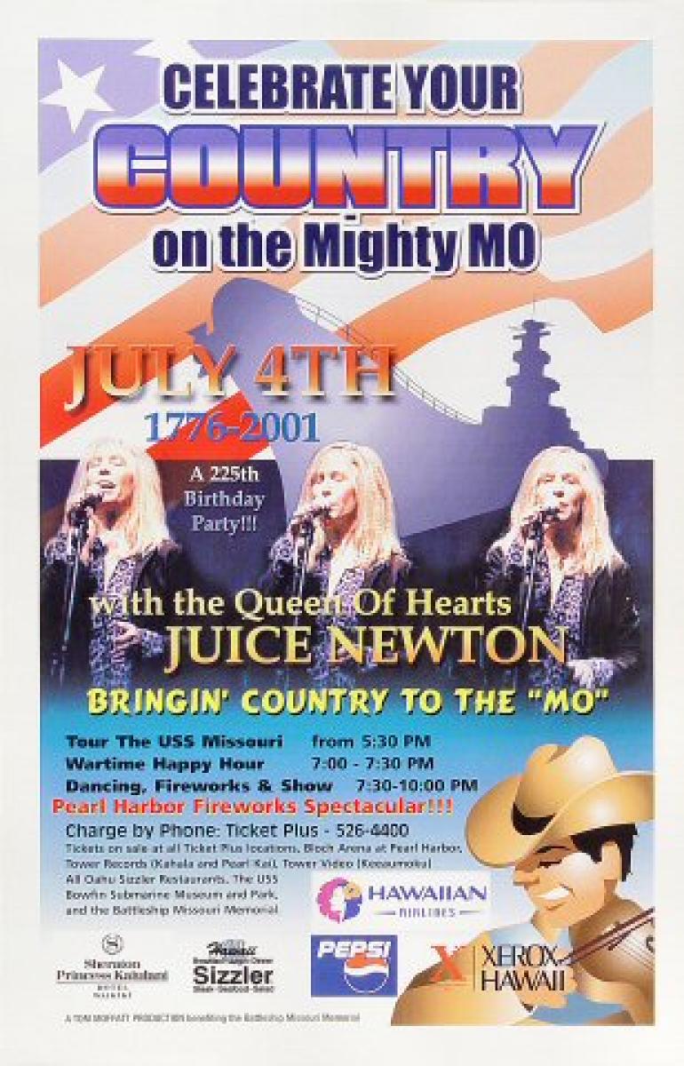 Juice Newton Vintage Concert Poster, Jul 4, 2001 at Wolfgang's