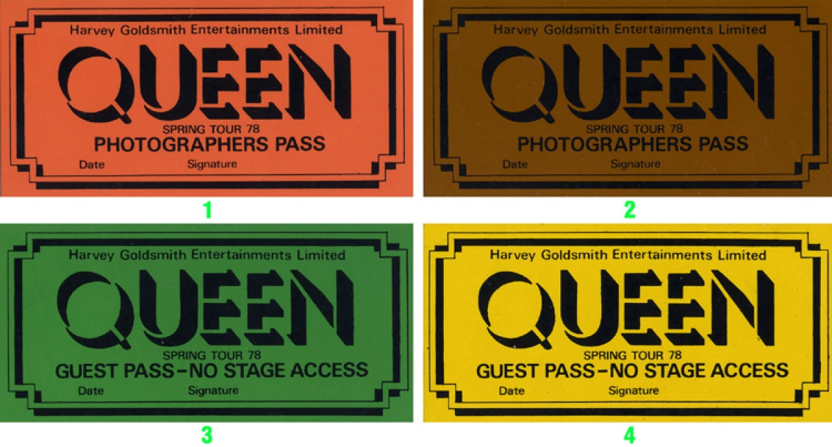 Queen Backstage Pass 1978 At Wolfgang S