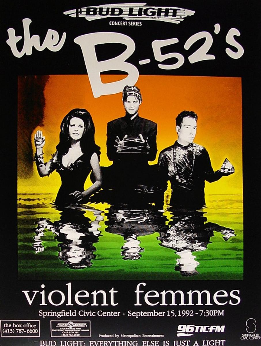 B-52's Vintage Concert Poster from Springfield Civic Center, Sep