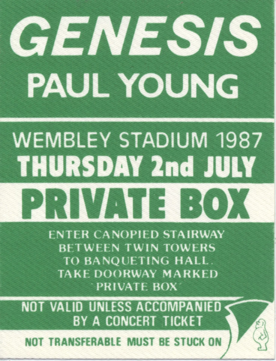 Genesis Backstage Pass from Wembley Stadium, Jul 2, 1987 at Wolfgang's