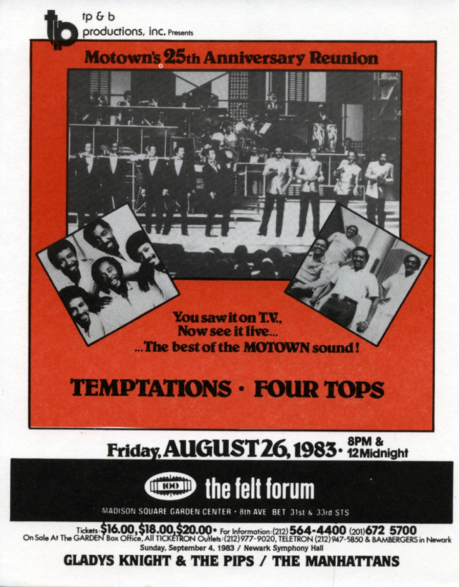 Motown's 25th Anniversary Reunion Vintage Concert Handbill from Madison  Square Garden, Aug 26, 1983 at Wolfgang's