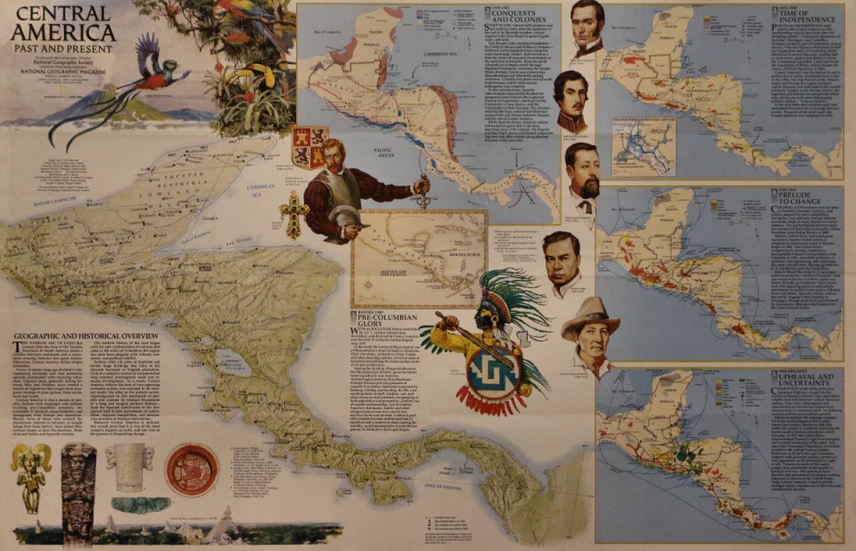 Poster México e América Central: MAPA detalhado de 1961..