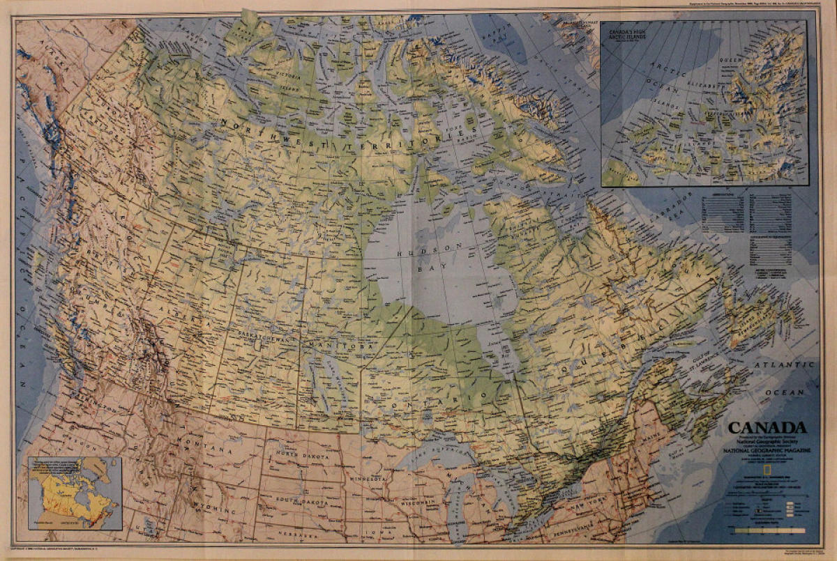 National Geographic: Map Of Canada Vintage Concert Poster, 1985 at ...