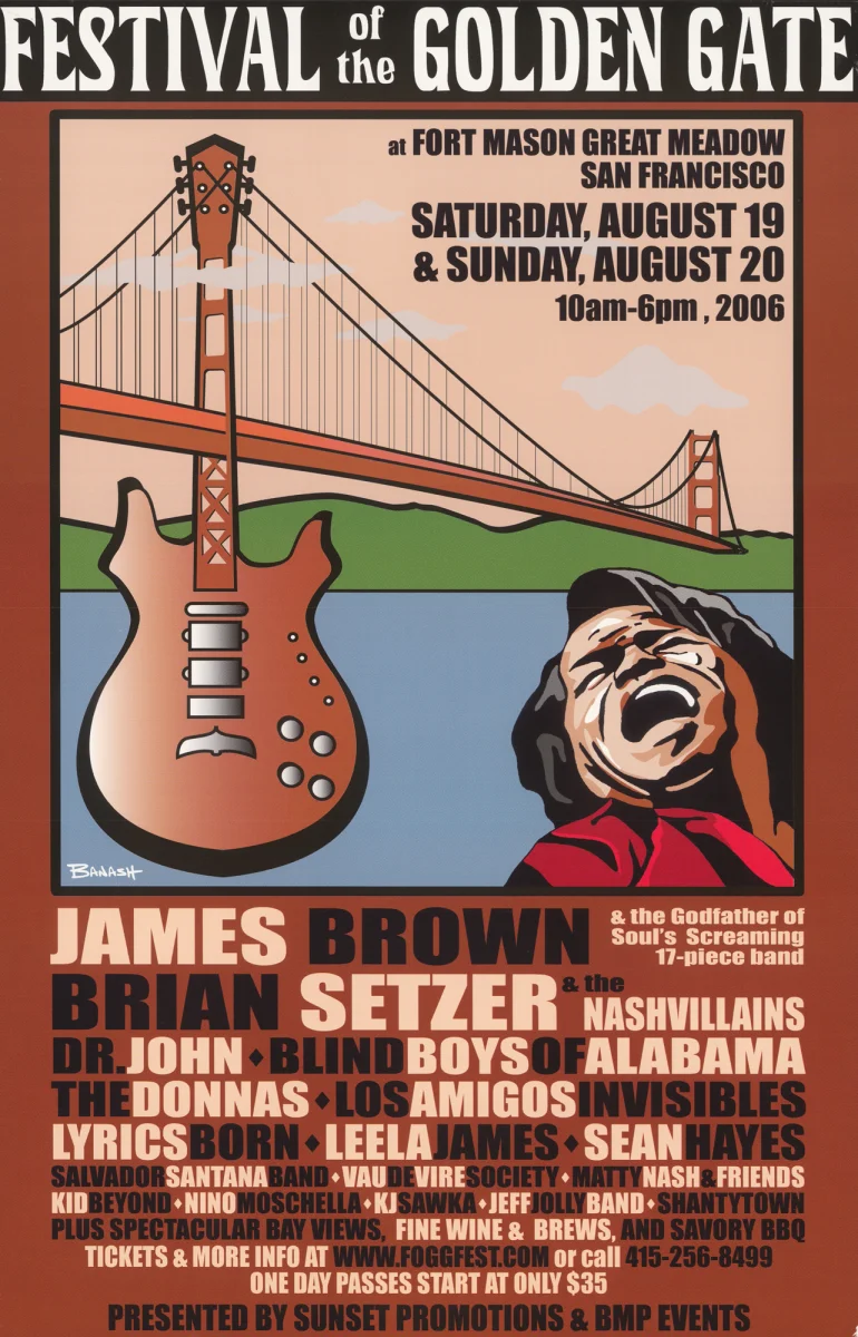 James Brown Vintage Concert Poster from Great Meadow Park, Aug 19, 2006