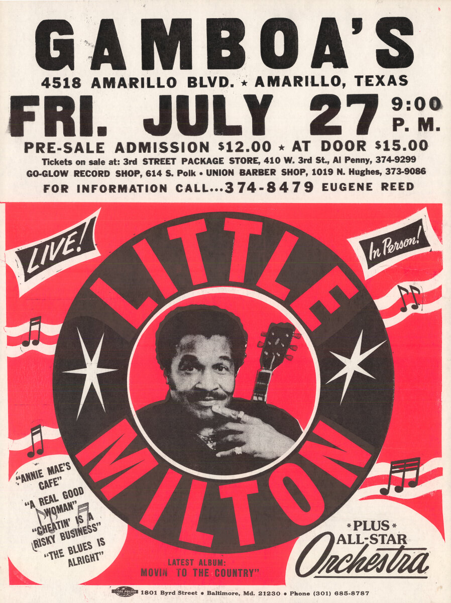 Little Milton Vintage Concert Poster from Gamboa's, Jul 27