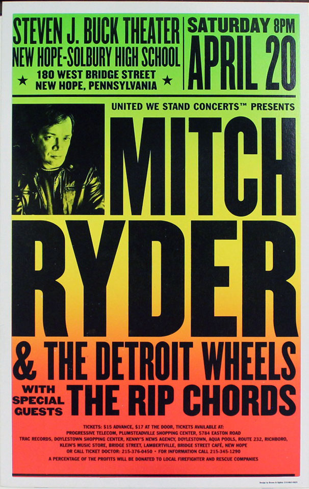Mitch Ryder and the Detroit Wheels Poster from Steven J. Buck Theater, Apr 20, 2002 at Wolfgang's Mitch Ryder and the Detroit Wheels Poster from Steven J. Buck Theater, Apr 20, 2002 at Wolfgang's