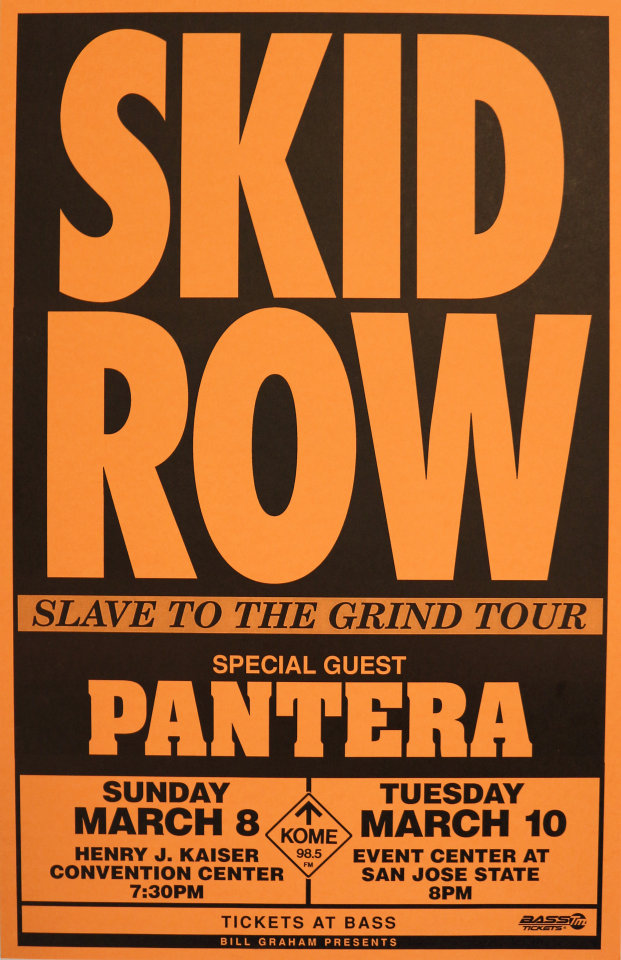 skid row pantera tour dates 1992